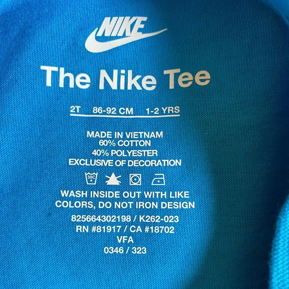 NWT Nike Toddler Long Sleeve Logo T-Shirt Tee Size 2T 1-2 Years Blue Vacation
